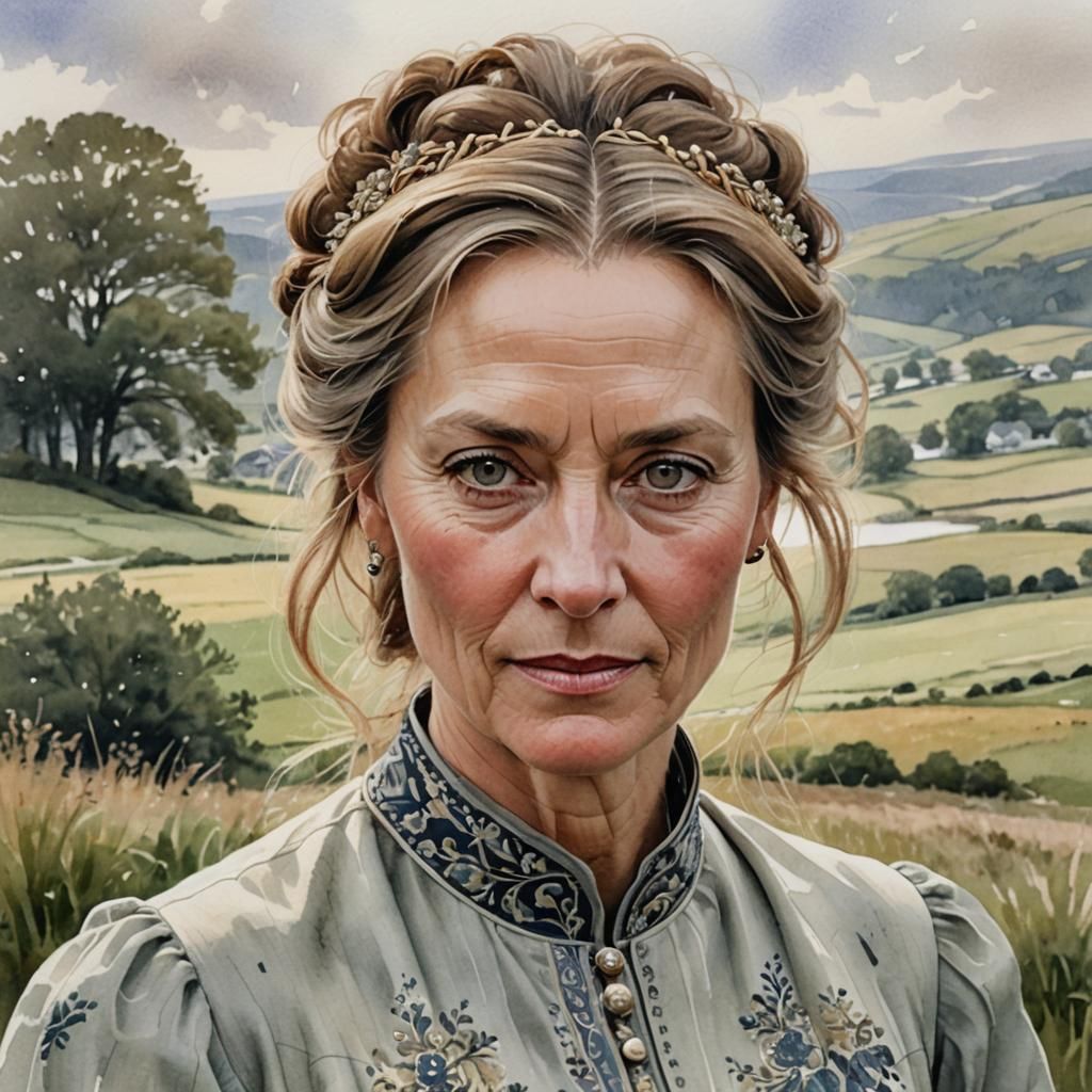 Elegant Nordic Realism Portrait in Watercolor Style