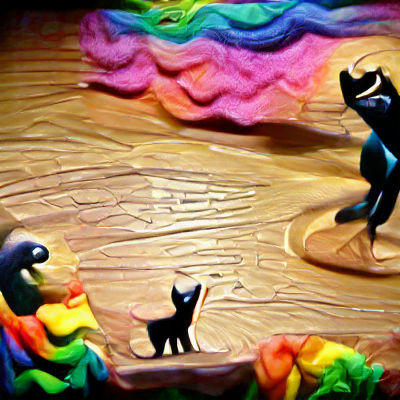 Elegant Black Cat Dancing in Spotlight