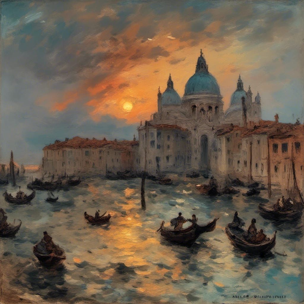 Venice Sunset: Santa Maria della Salute in Impasto