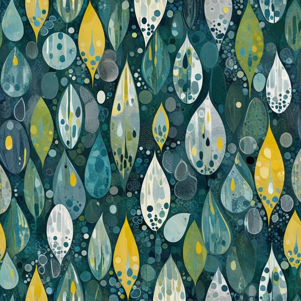 Ethereal Digital Art Form with Teardrop Shaped Elements