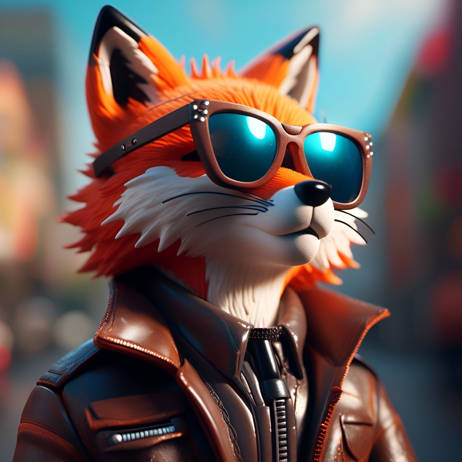 Fox in Sunglasses: 3D Rendered Character Portrait