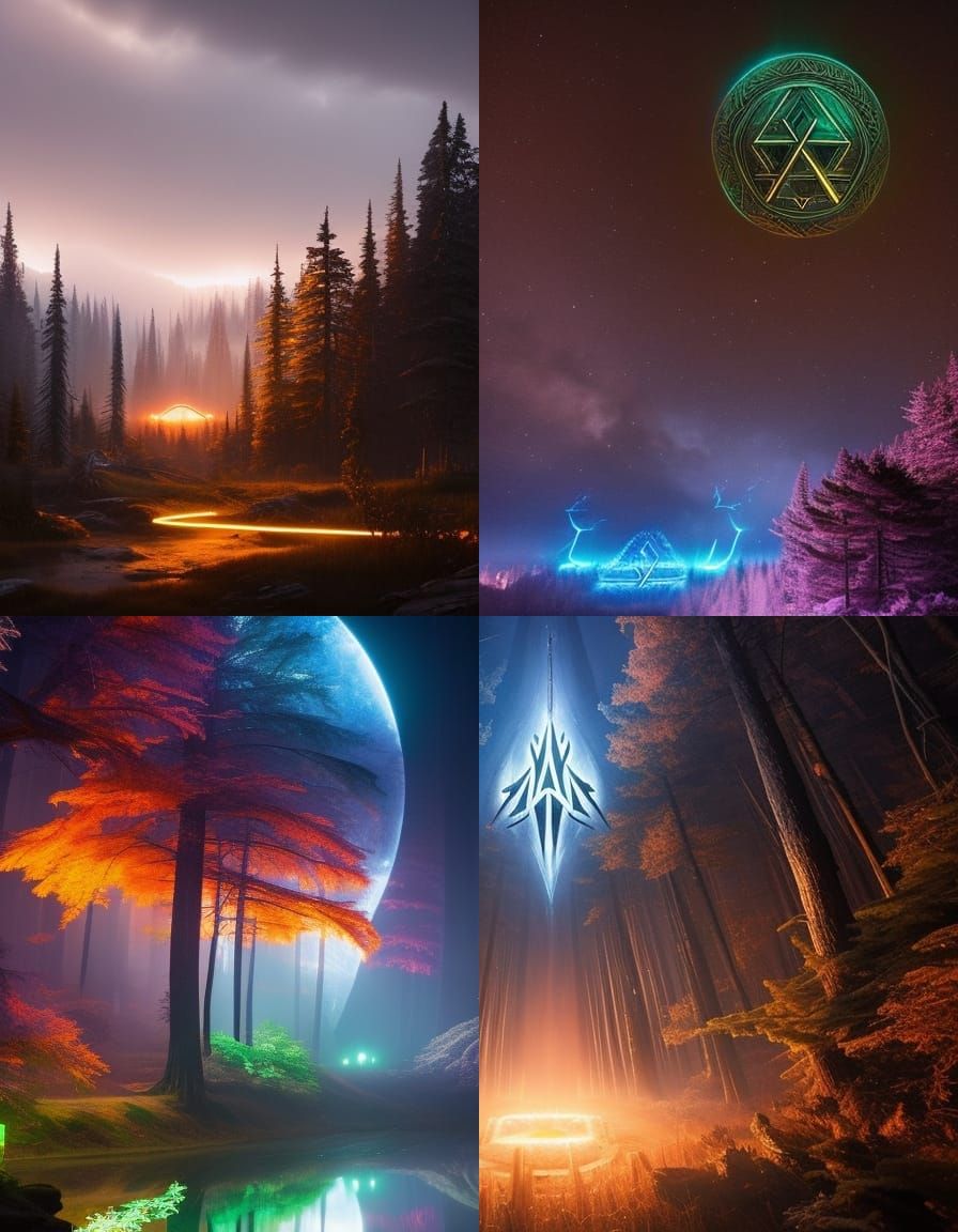 Epic Magic Runes in Watercolor Art Style