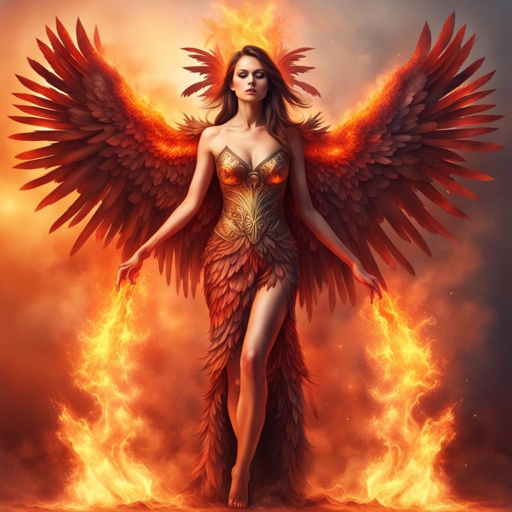 Phoenix bird impersonated in a beautiful woman