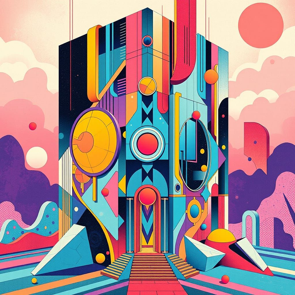 Futuristic Abstract Building with Geometric Patterns