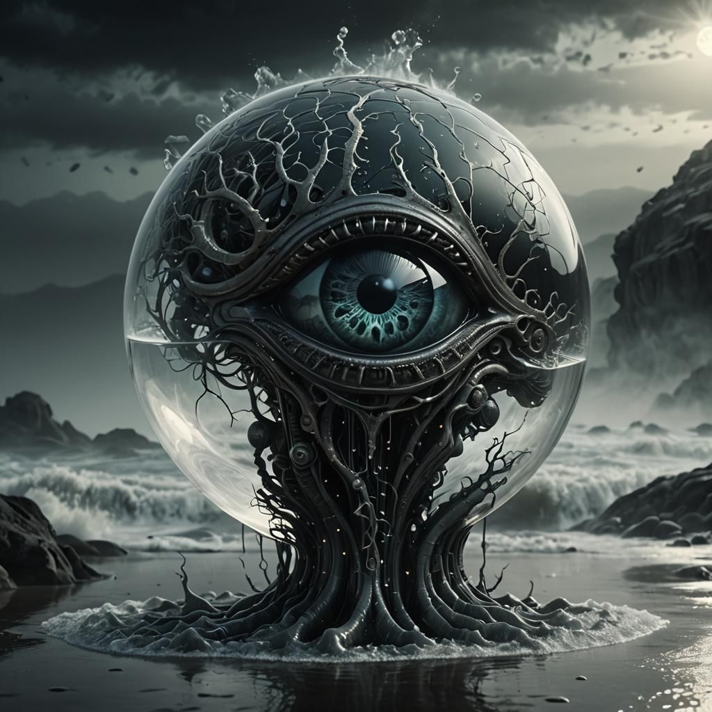 Surreal Glass Structure in Dark Fantasy Style