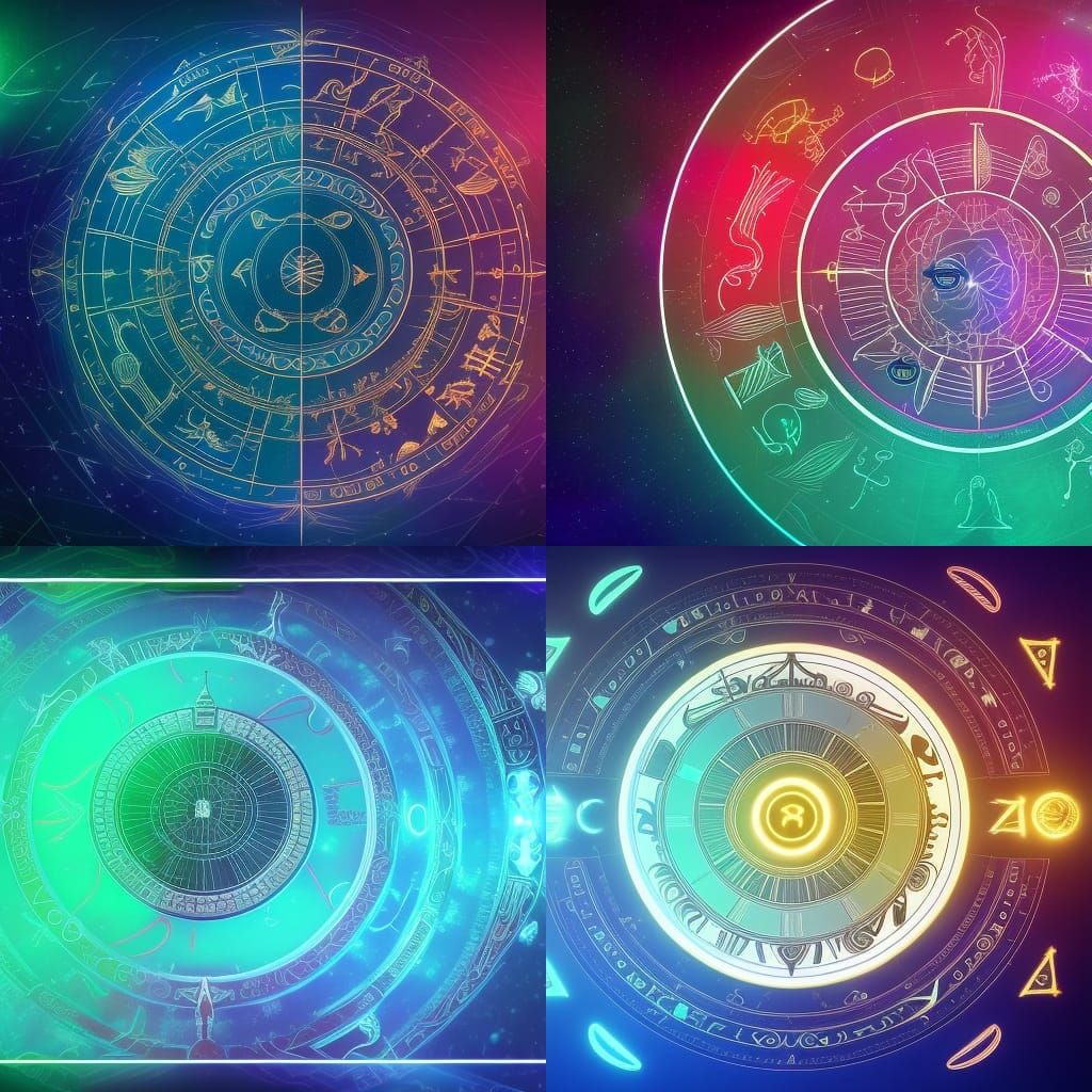 Astrology Chart with Neon Blue Lines