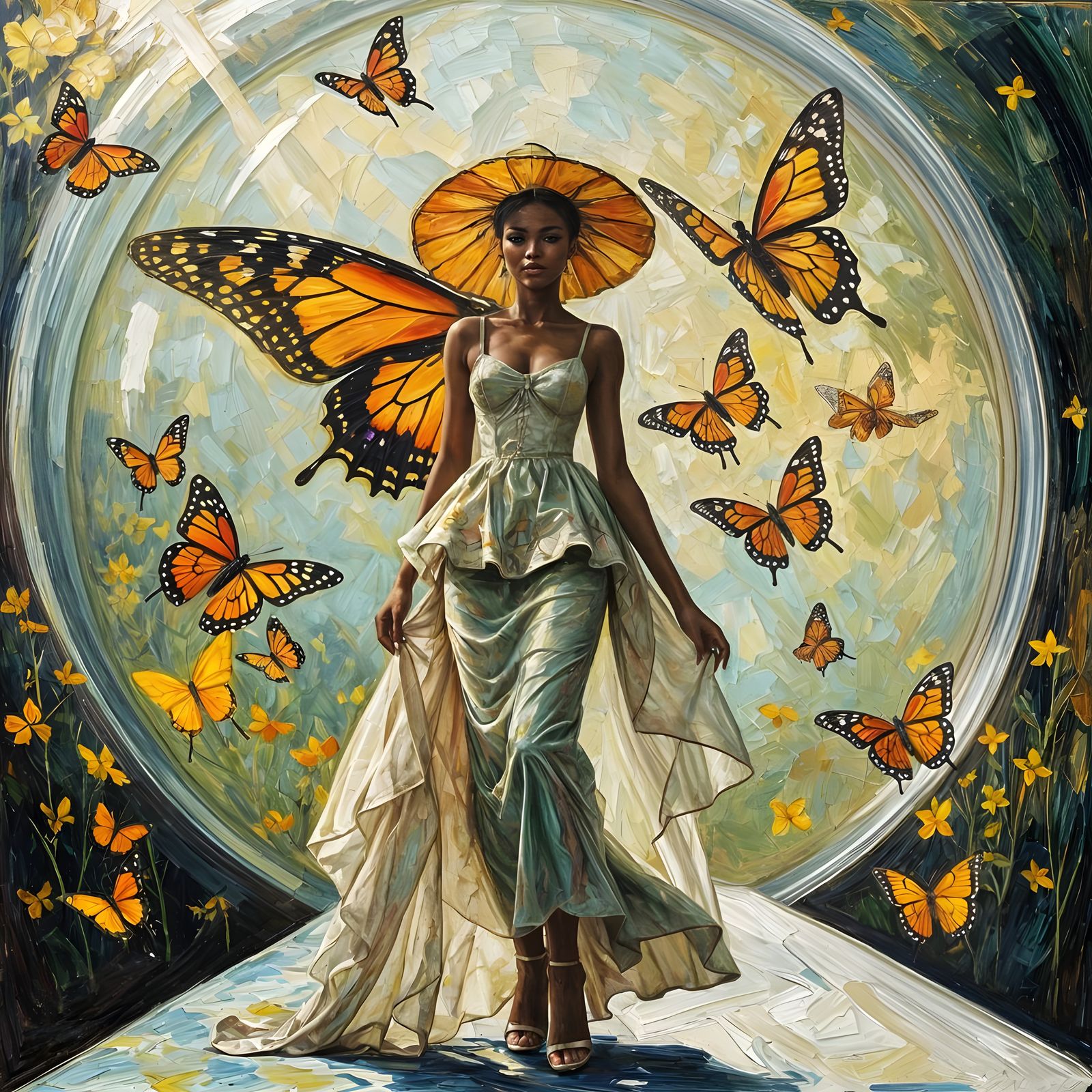 Fashionista Catwalk Presentation in Neo-Impressionism Style