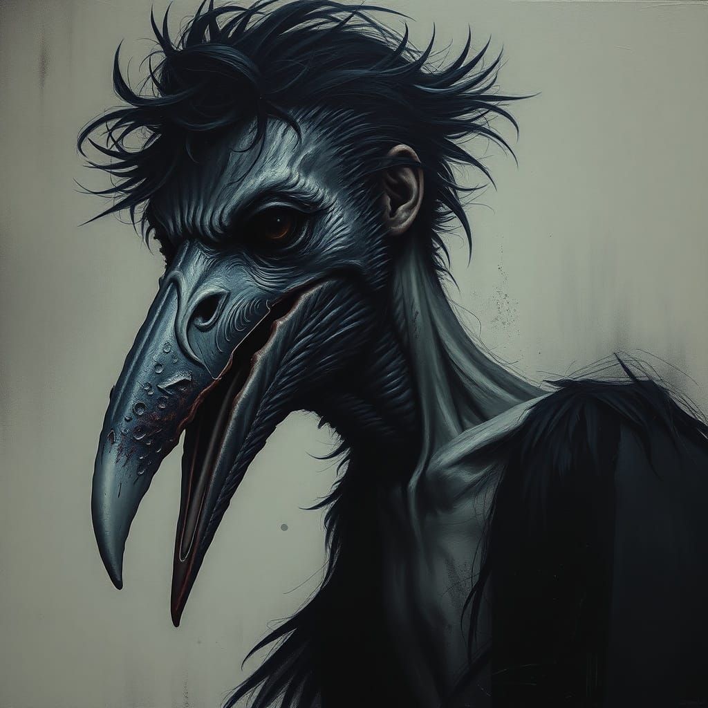 Angry Vulture in Mysterious Punk Style