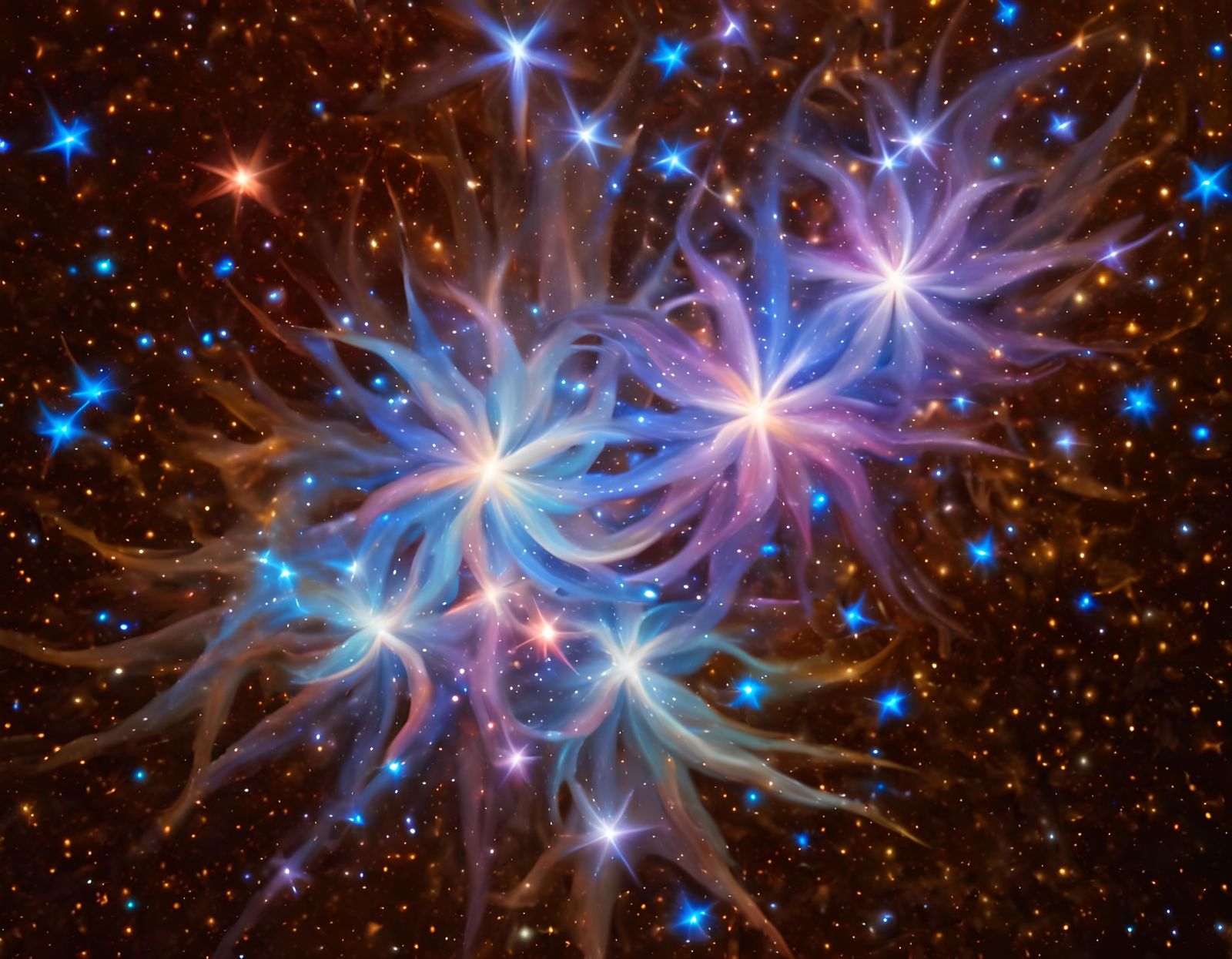 Rainbow Stars in Iridescent Cosmos: Impasto Style