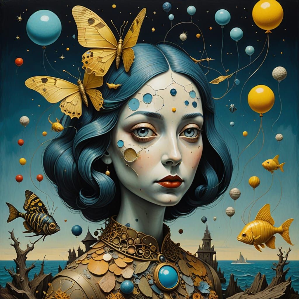 Surrealist Cubist Still Life in Monochromatic Tones