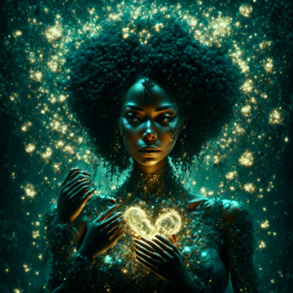 Steampunk Woman Disconnecting Heart Cord