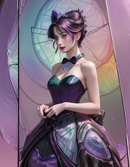 Anne Hathaway in Molten Glass Gown, Abstract Art