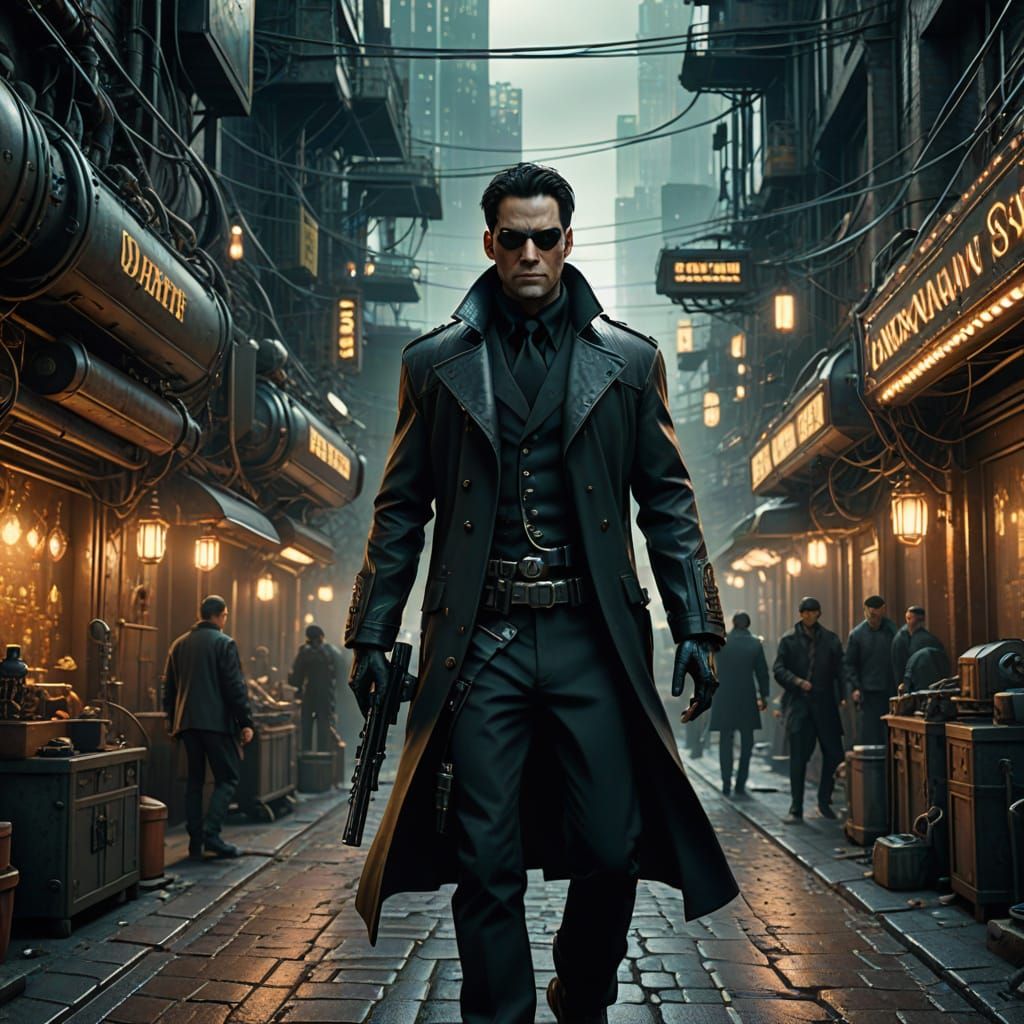 Steampunk Hacker in Neon City