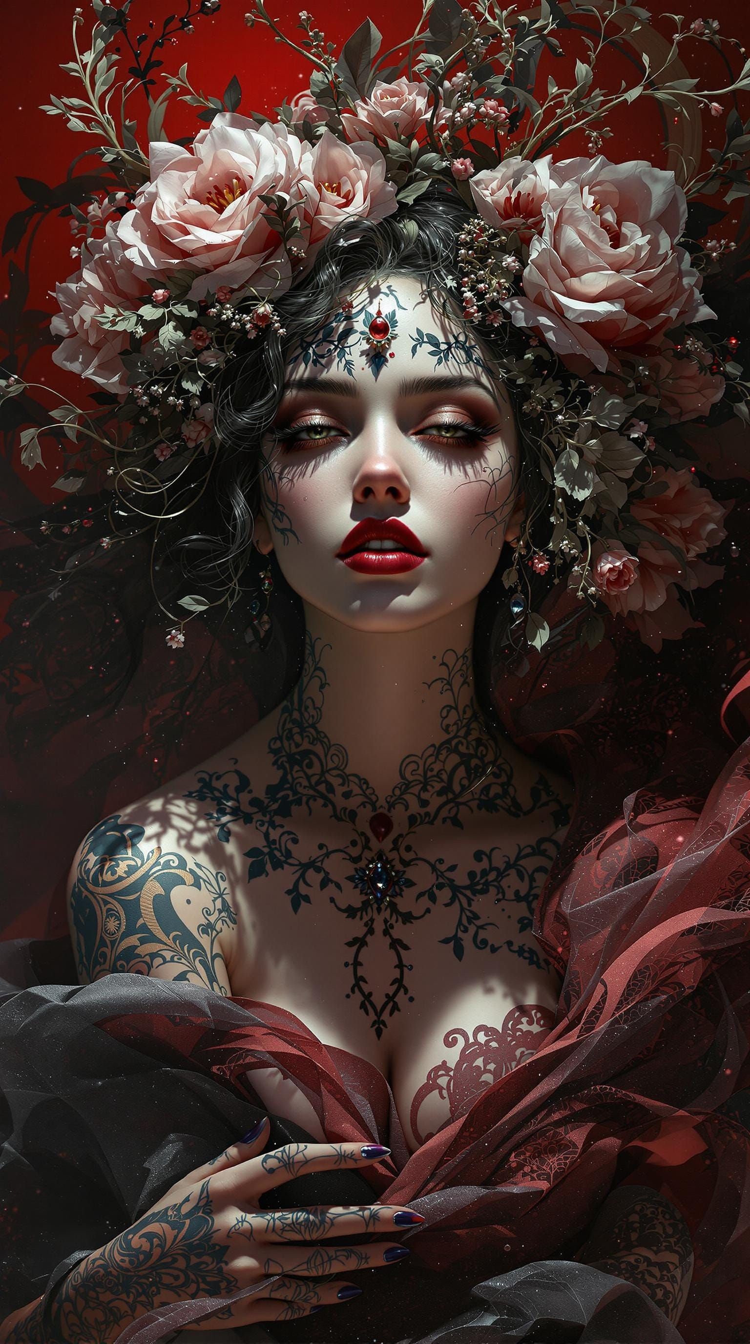 Ethereal Goddess in Opulent Splendor