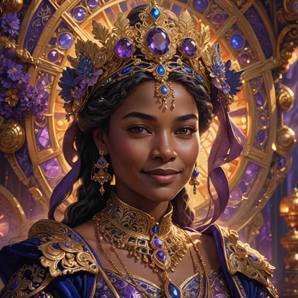 Regal Woman with Gentle Smile: Fantasy Portrait
