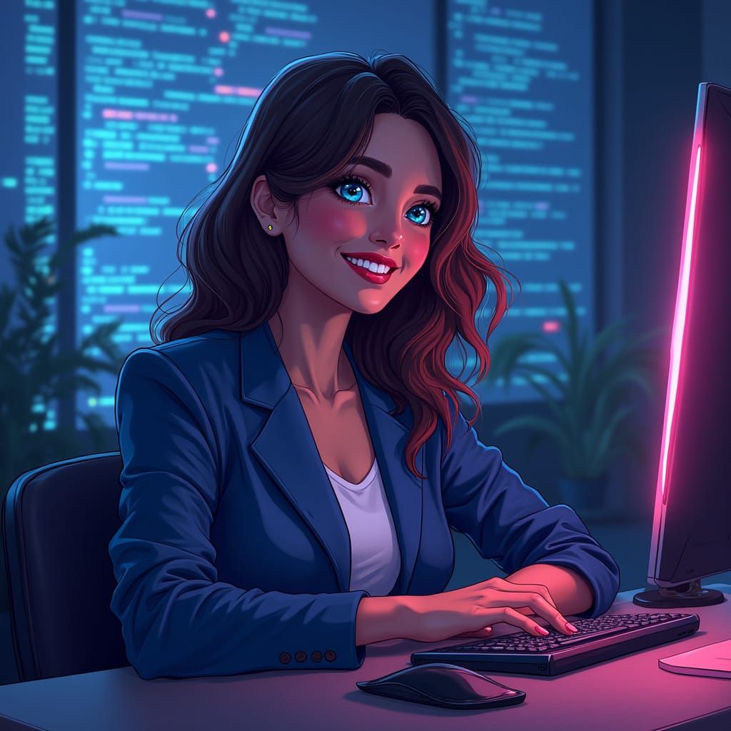 Sultry Woman in Digital Illustration Style