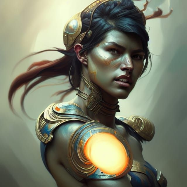 Hyperdetailed Warrior Woman Portrait