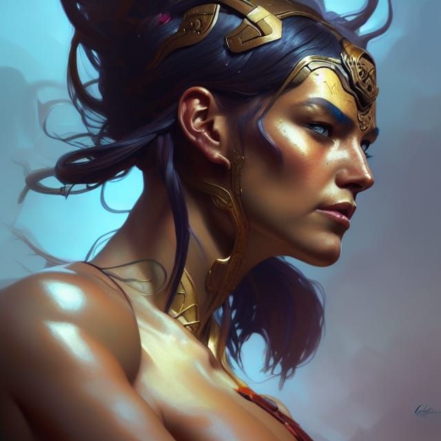 Detailed Portrait of a Warrior Woman