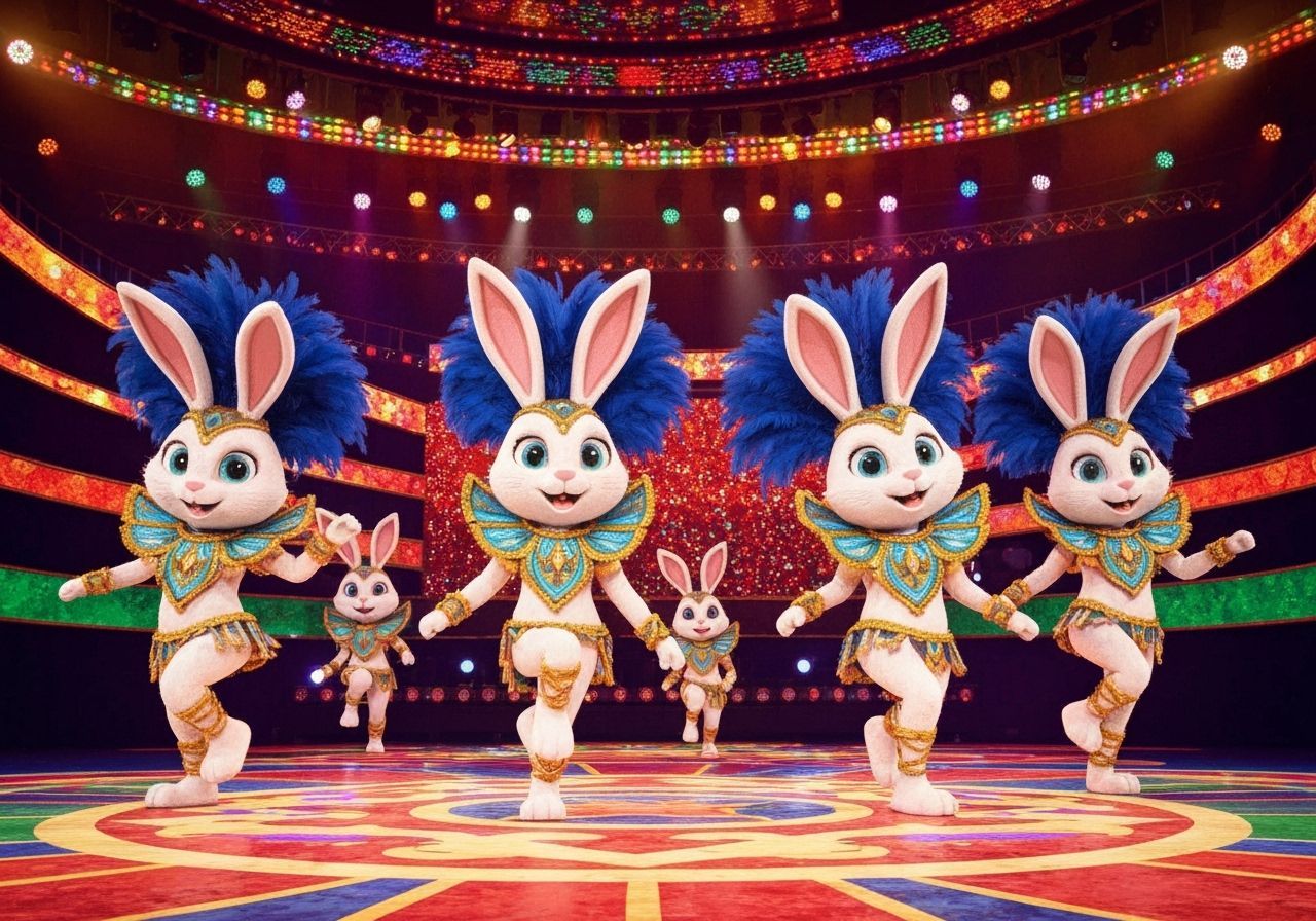 Samba Bunnies Dance in Carnivale Costumes