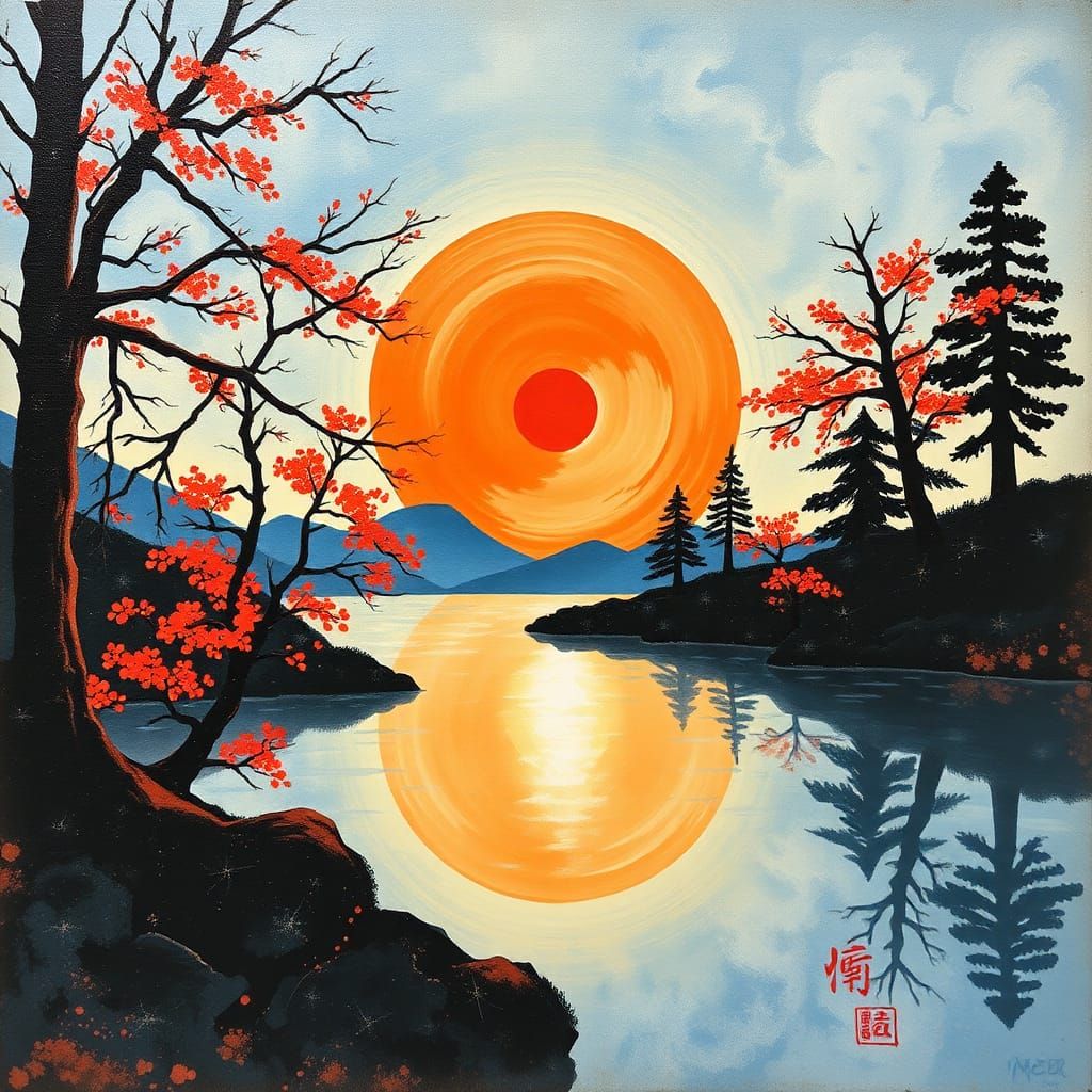 Elegant Suminagashi Ink Painting