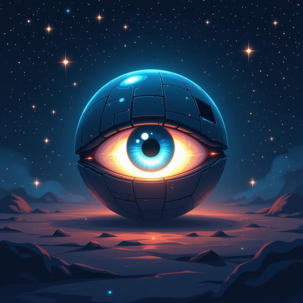Glowing Eye Sphere in Dreamlike Style