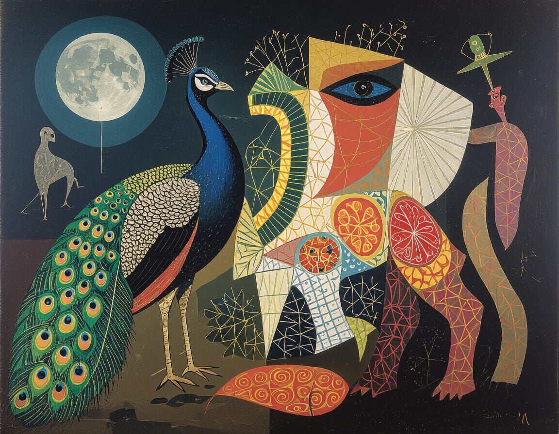 Surreal Hybrid Creature in Guernica Style