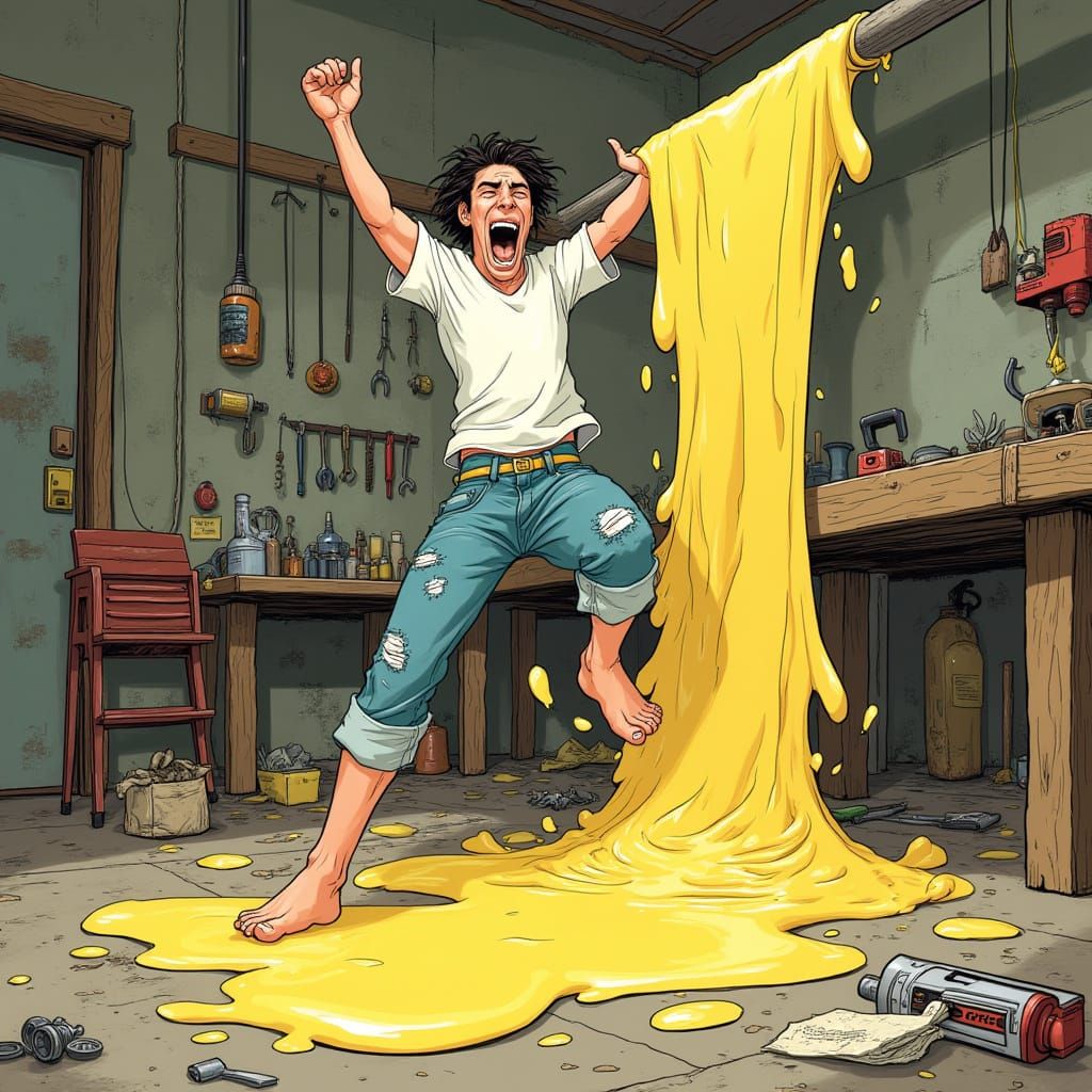 A Person Trapped in Adhesive Nightmare