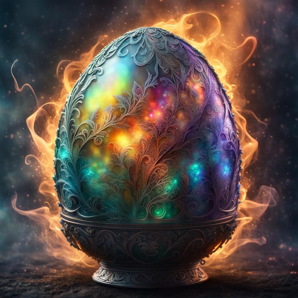 Surreal Glowing Fabergé Egg in Fantasy Photography Style