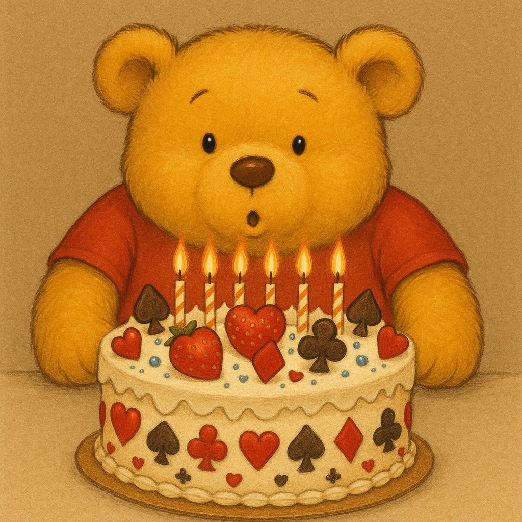 Winnie the Pooh Birthday Celebration with Cake and Card Symb...