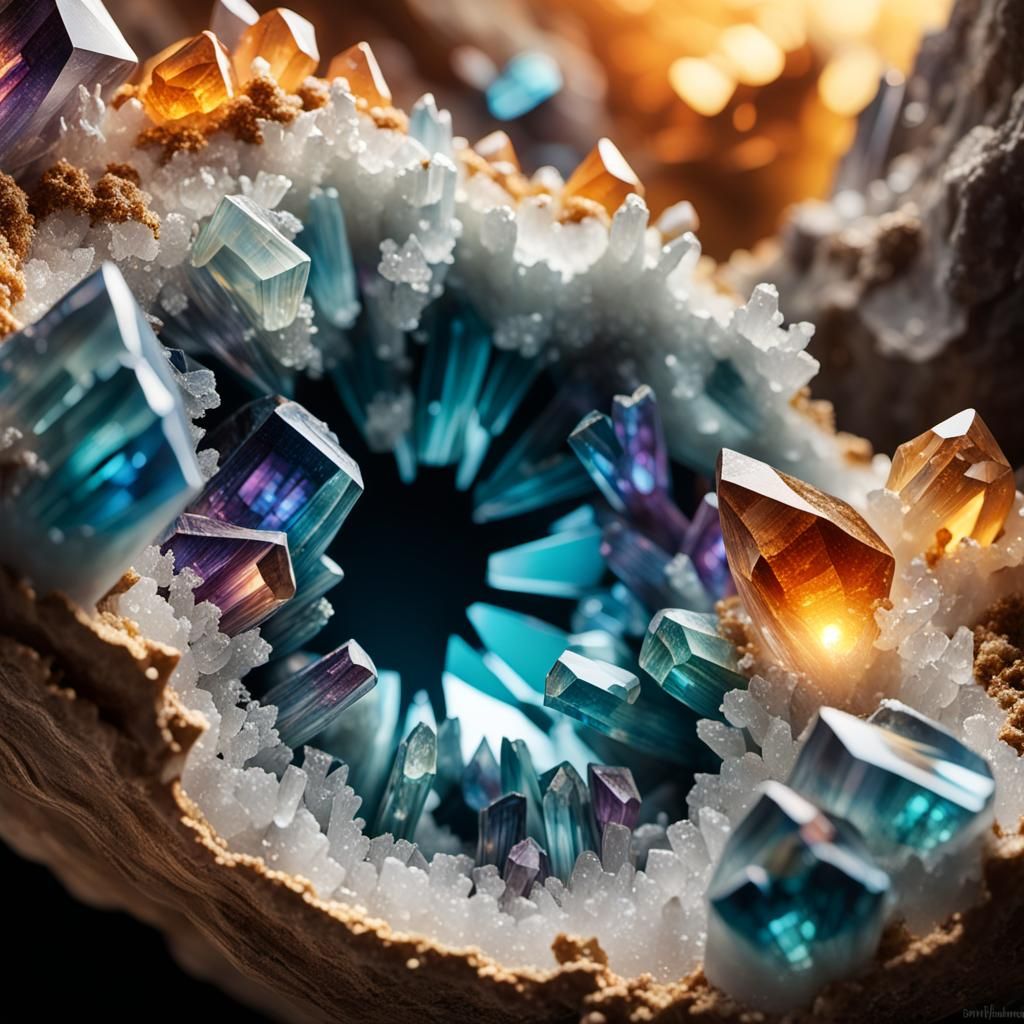 Hyper-Realistic Crystal Geode Interior Illustration