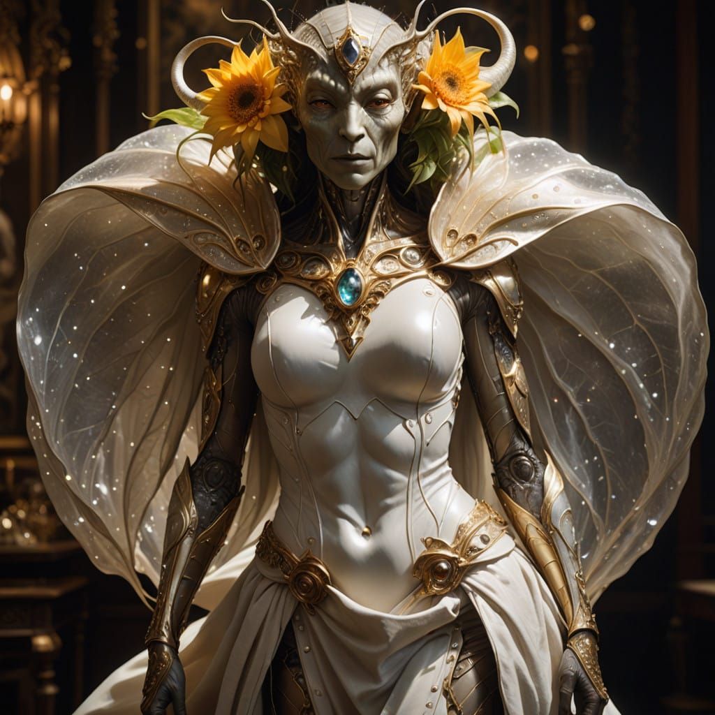 The Flowers mean that she's equivalent to a 'General' in her...