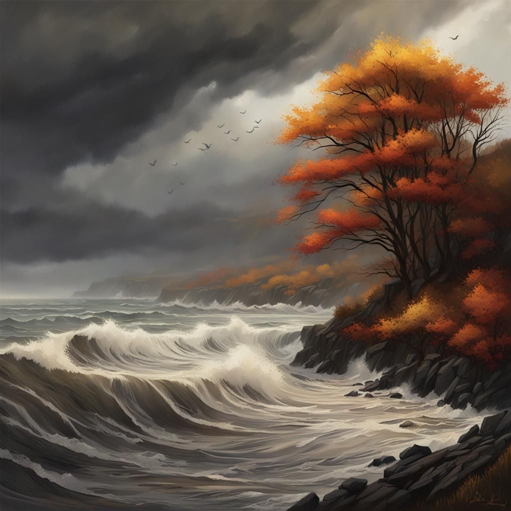 Dramatic Autumn Storm on the Coast