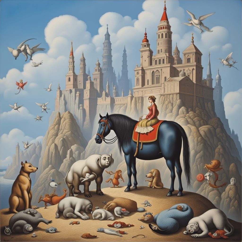 Surreal Creatures Roam Fantasy Landscape