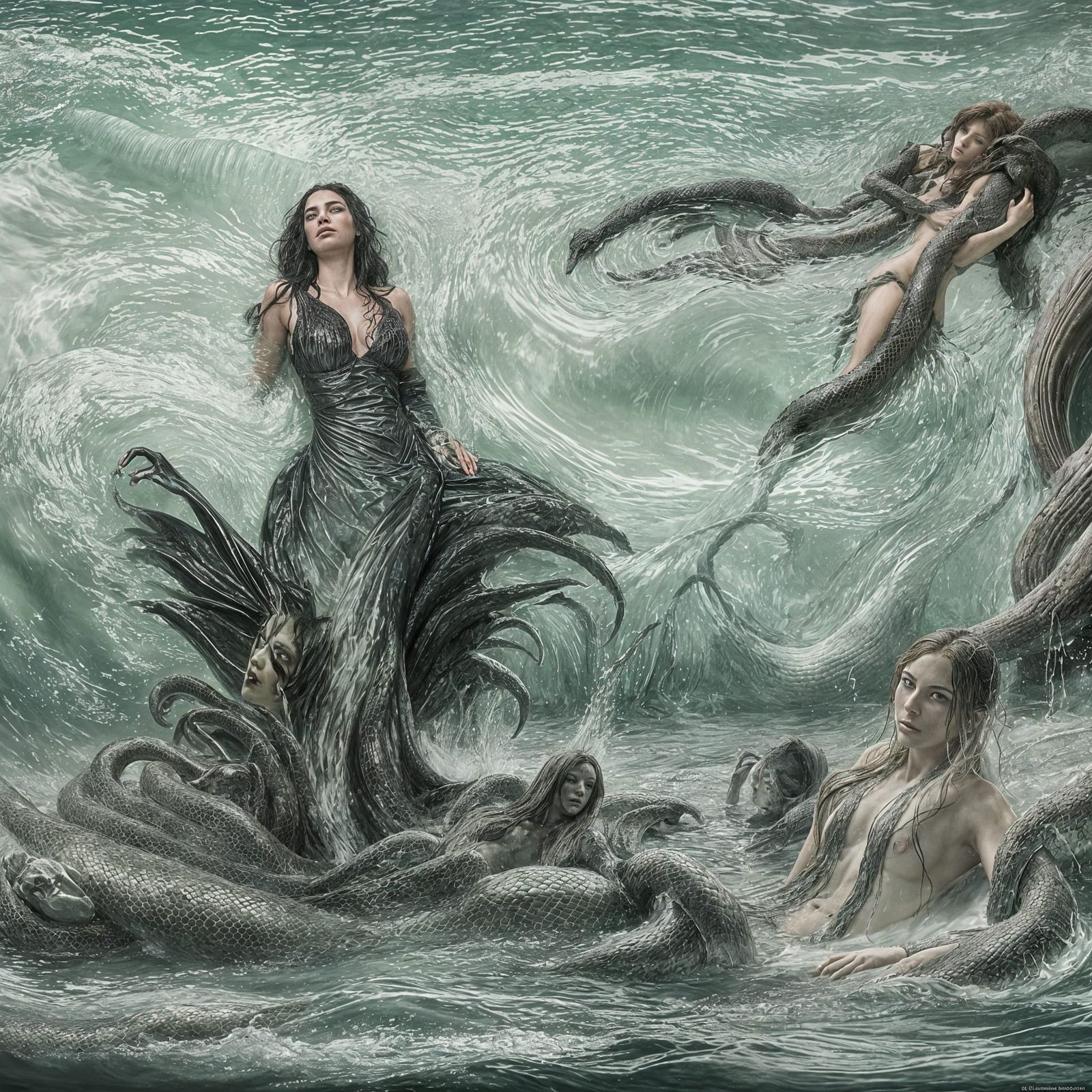 <lora:Fantasy Character:1.0> Melusine, the half-serpent woma...