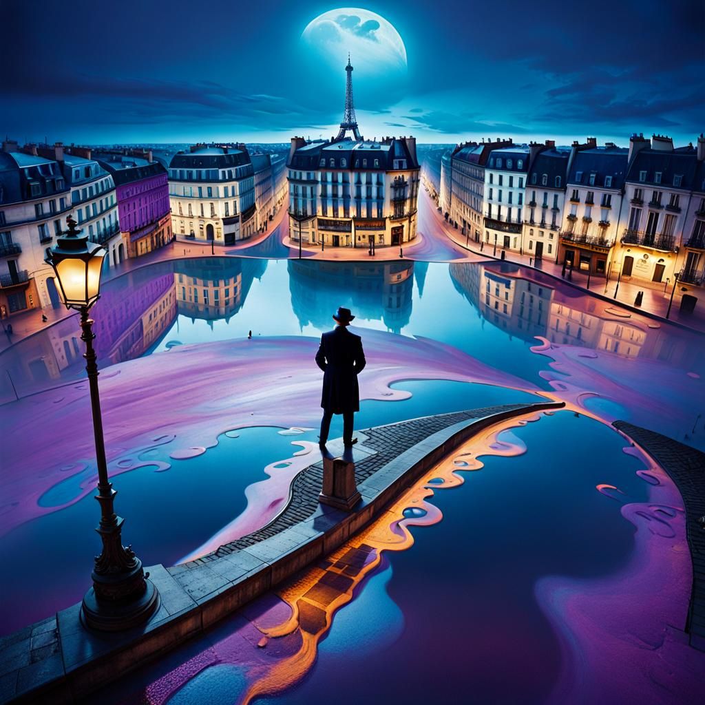Surreal Melting Parisian Dreamscape in Dali Style