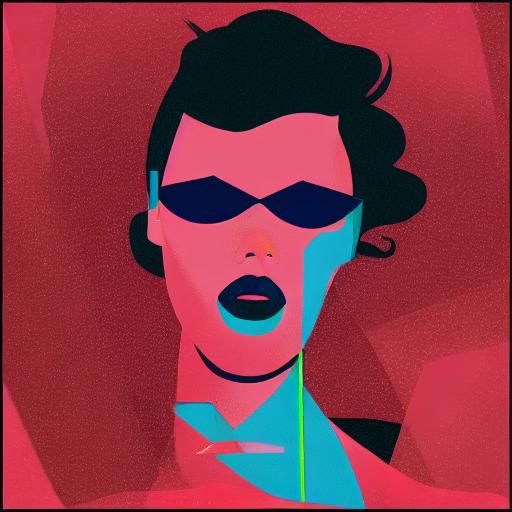 album cover movie poster by Patrick Nagel, vaporwave, bold e...
