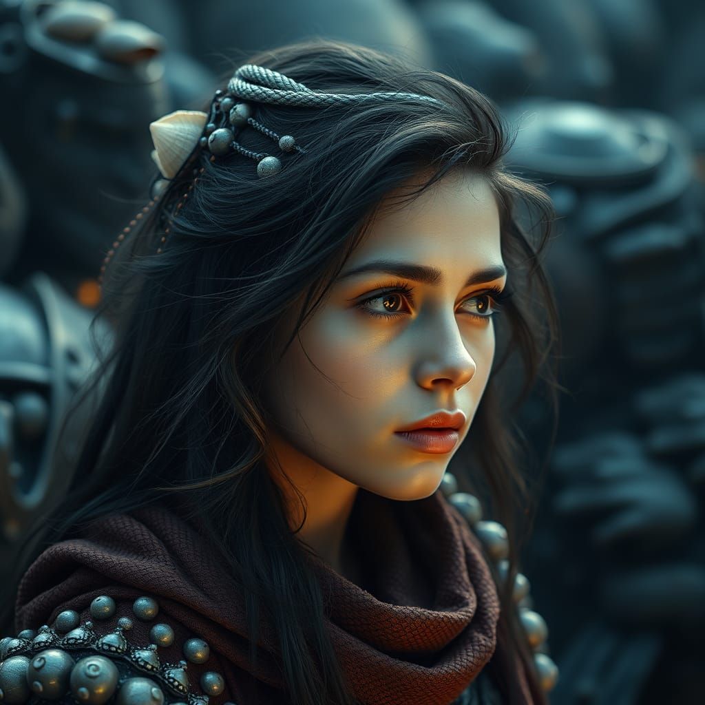 Young Woman Contemplates in Epic Cinematic Style