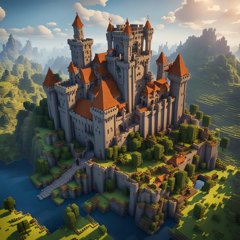 Detailed Minecraft Castle Concept Art in 8k