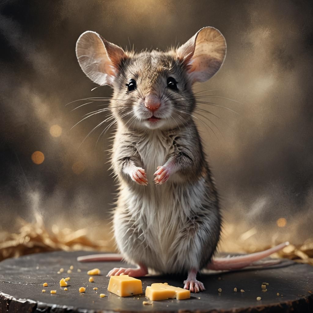 Mouse Enjoys Cheese: Hyperrealistic Wildlife Photography