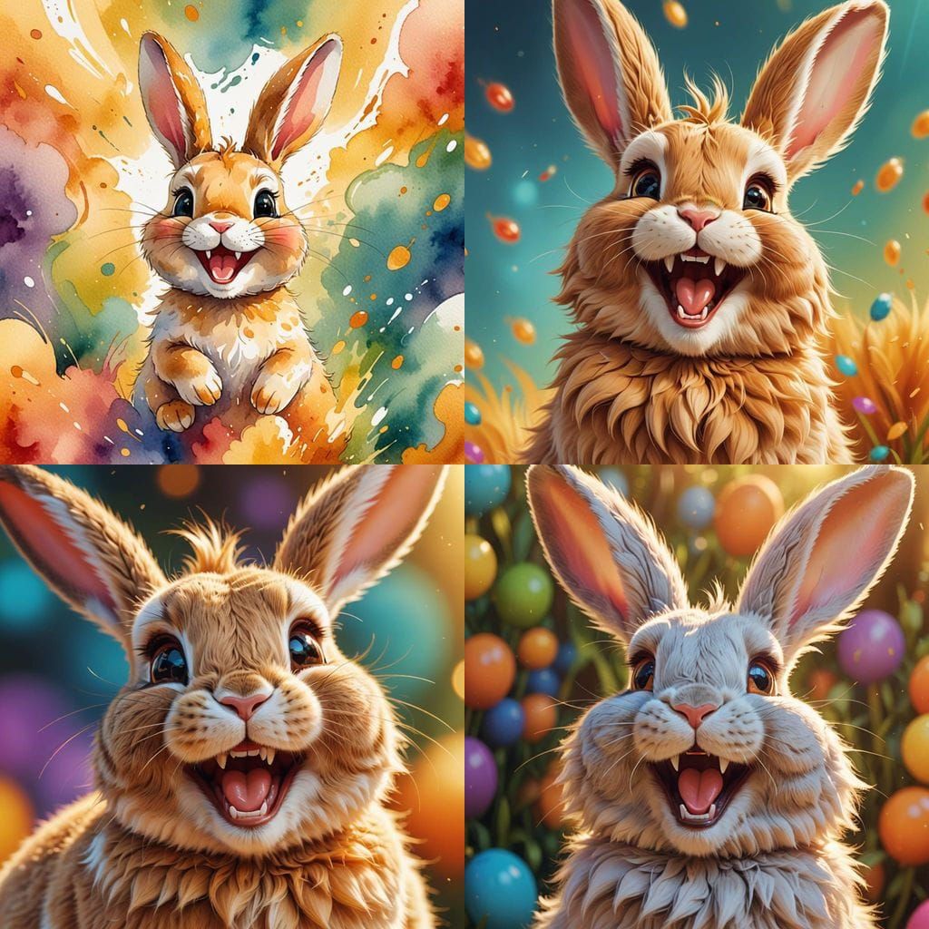 Laughing Bunny Rabbit AI Image