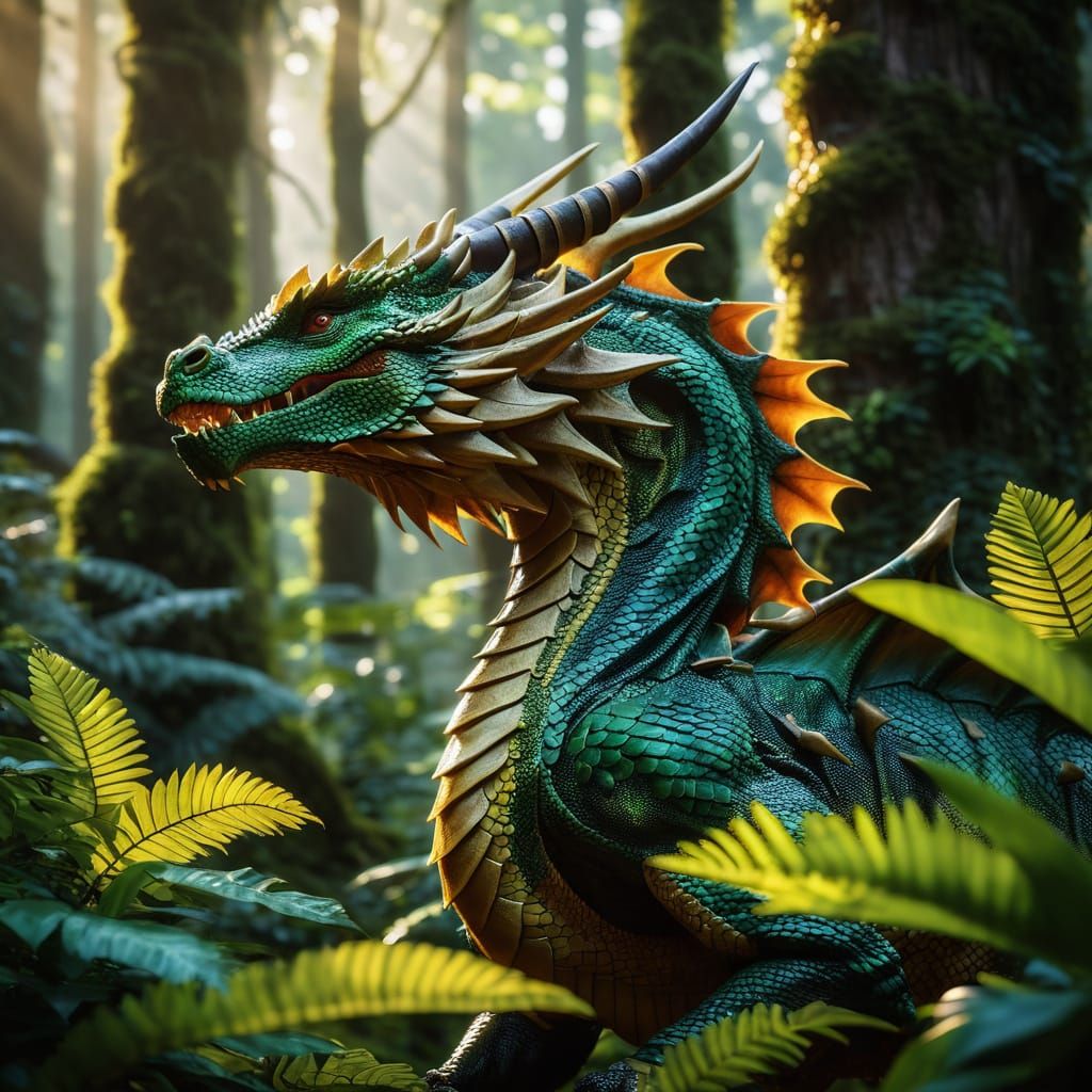 Epic Tropical Dragon Amidst Verdant Jungle