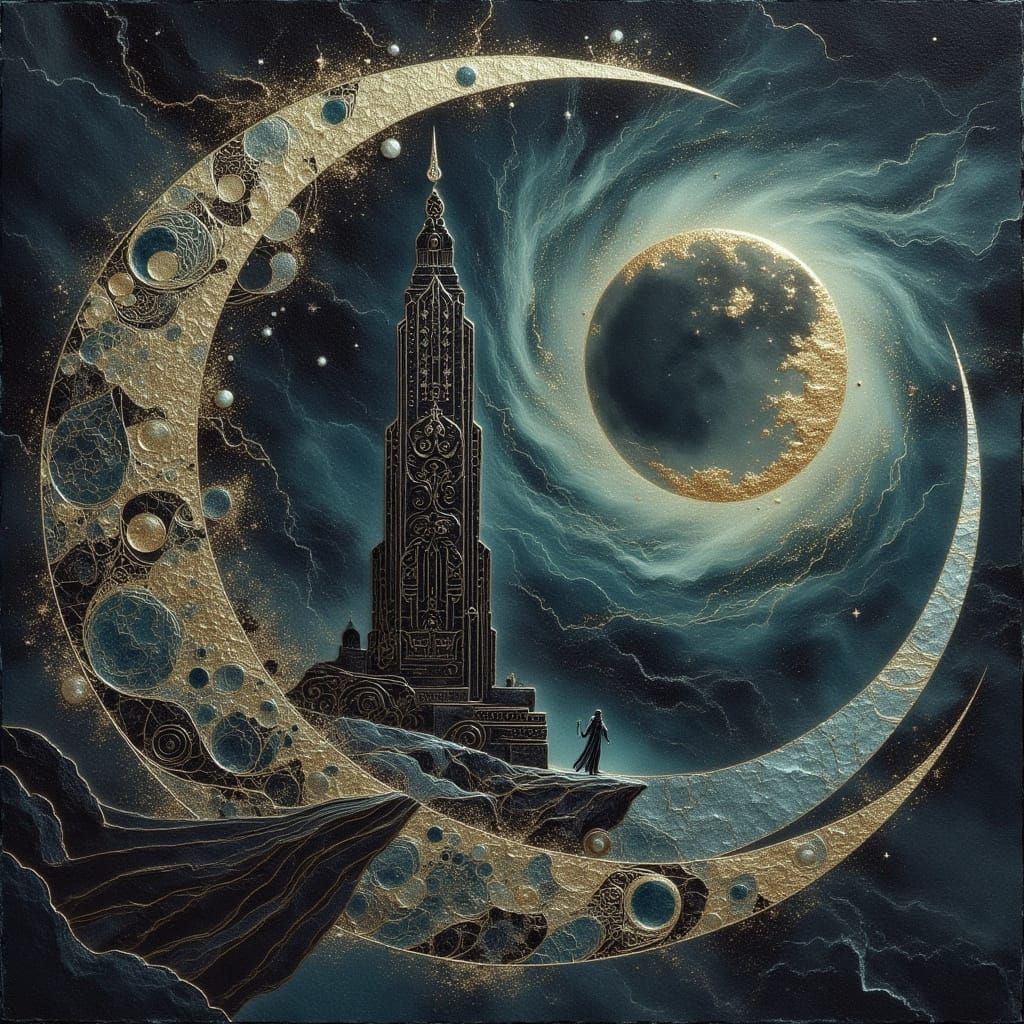Wizard Tower in Cosmic Expanse Hyperrealistic Fantasy Art