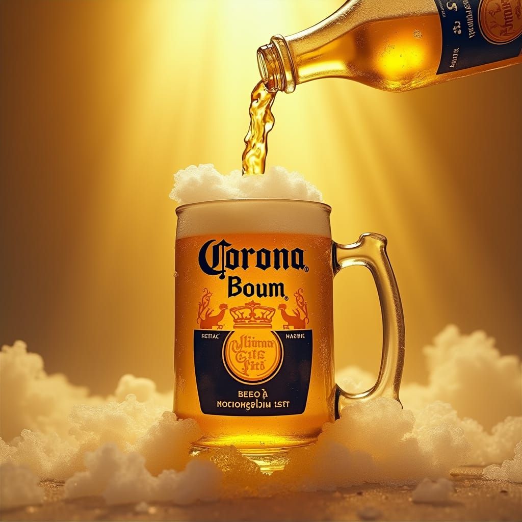 Giant Corona Beer Mug with Golden Pour