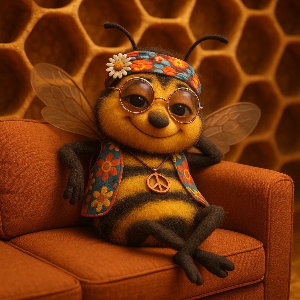 Bee as 1960s Flower Child Lounging in Beehive