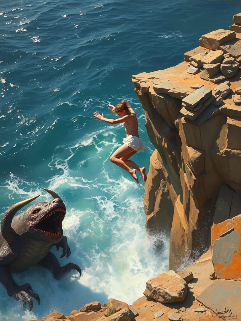 Leap of Faith: Baroque Ocean Scene