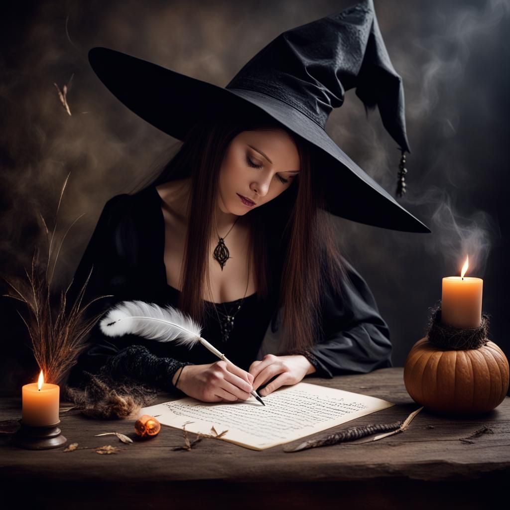 Whimsical Witch Writing with Feather Quill