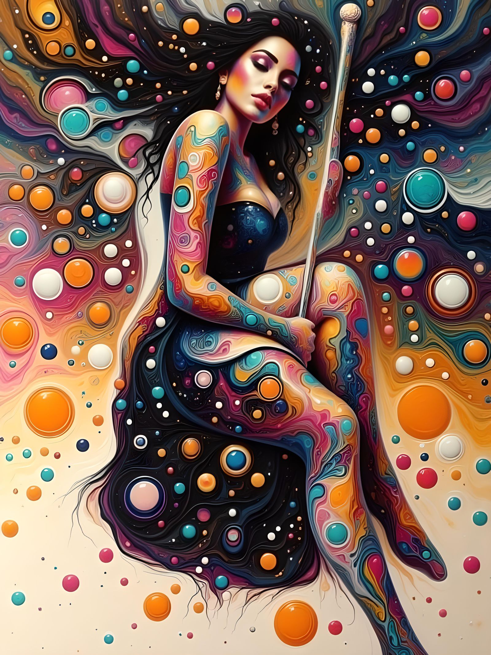 Abstract Fluid Art in Pop Art Style