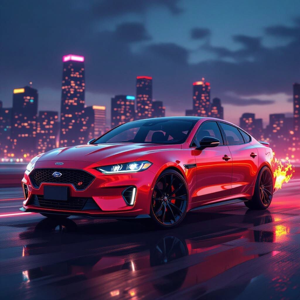 Futuristic 2027 Ford Falcon in Flaming Red