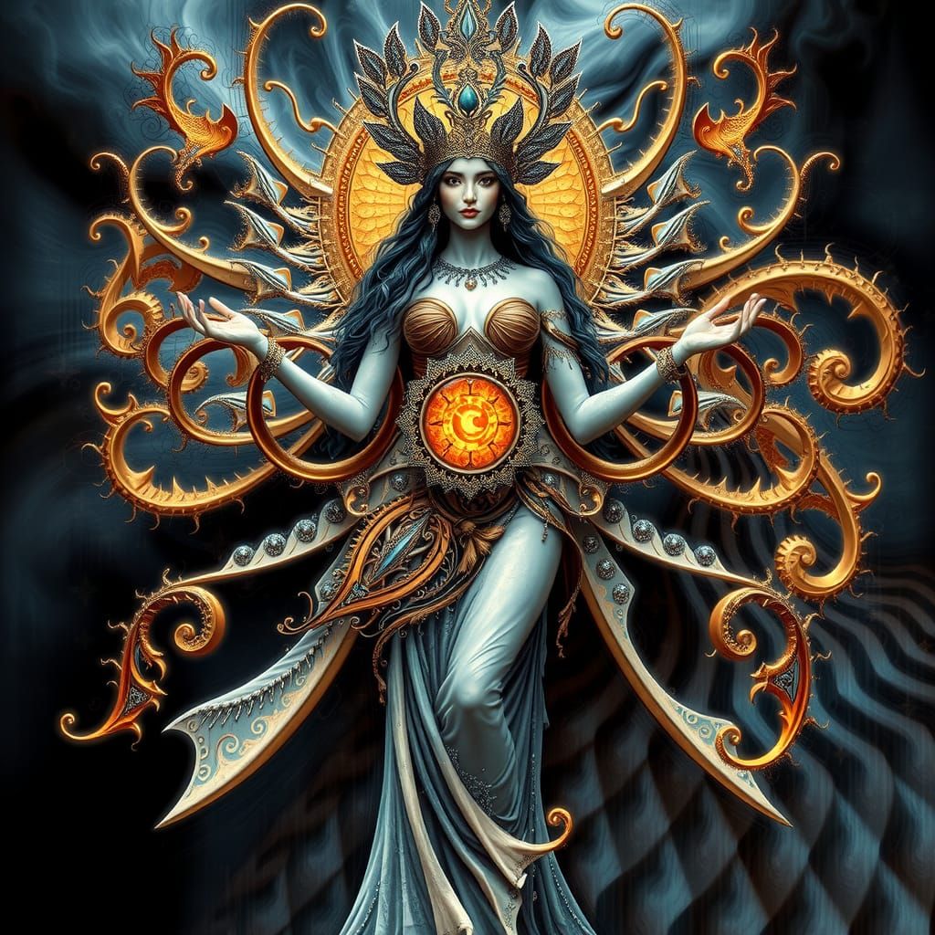 Exotic Fractal Goddess in Abstract Generative Art