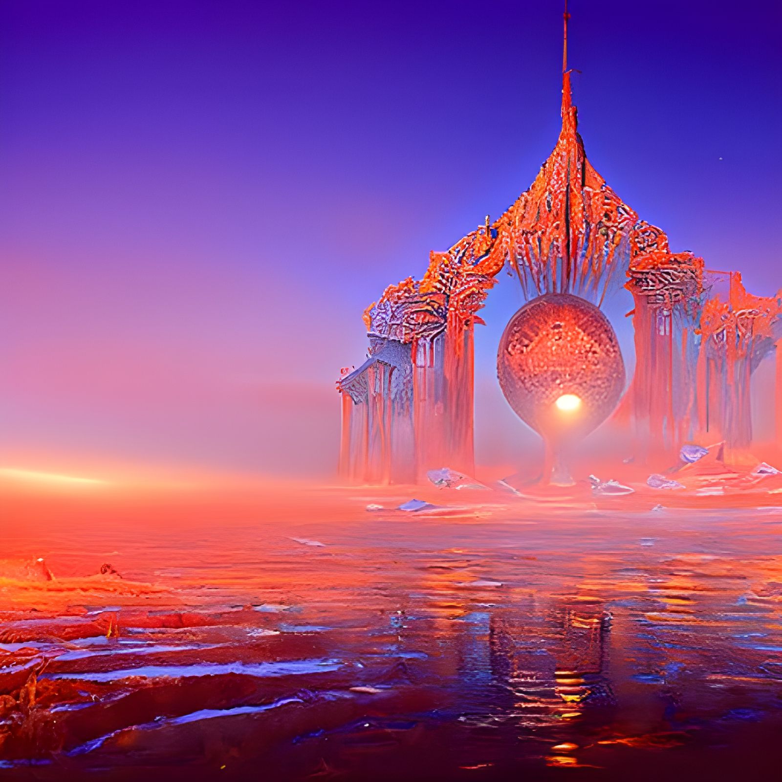 Atlantis at Dawn: Hyperdetailed Geometric Concept Art